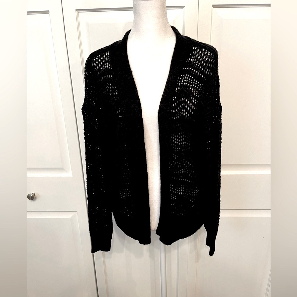Maurices Black Open-Knit Cardigan